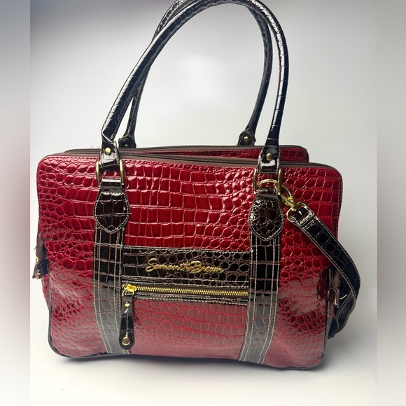 Samantha Brown 16" Red Faux Crocodile Embossed Computer Business Travel Bag - Picture 2 of 16